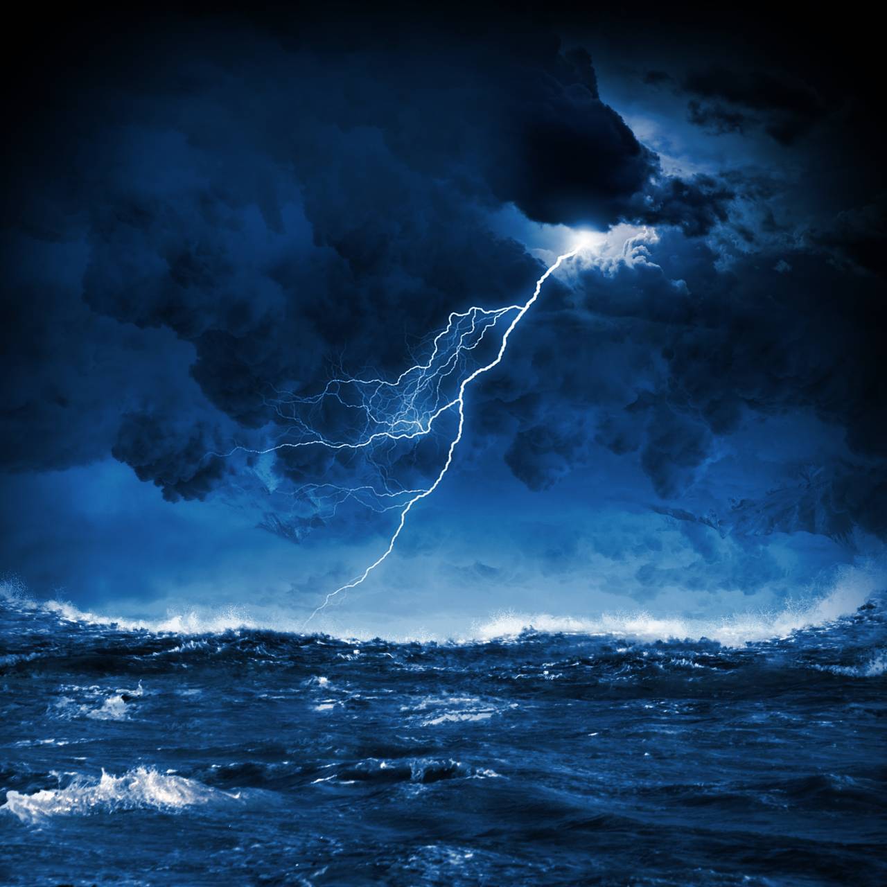 Storm Sea with Lightning